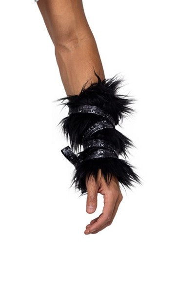 Pair Of Strappy Faux Fur Cuffs