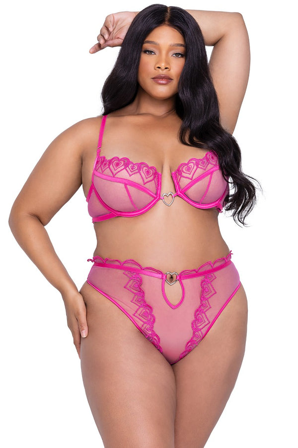 Bubblegum Heart 2-Piece Bra Set Plus Size