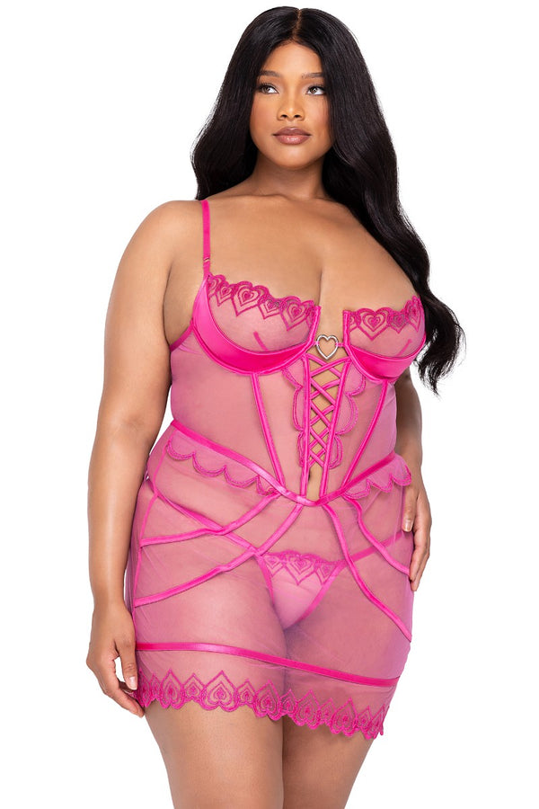 Bubblegum Heart Slip 2-Piece Set Plus Size