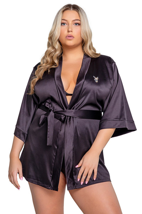 Playboy Sparkling Bunny Robe Plus Size