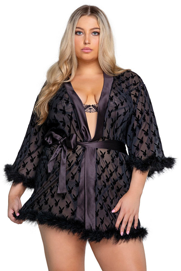 Playboy Bunny Noir Robe Plus Size