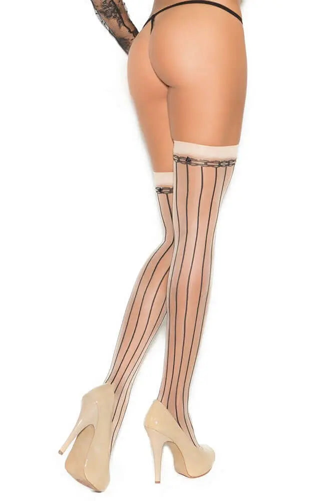 Pin Striped Thigh High With Satin Bow Elegant Moments - HOOSTLER