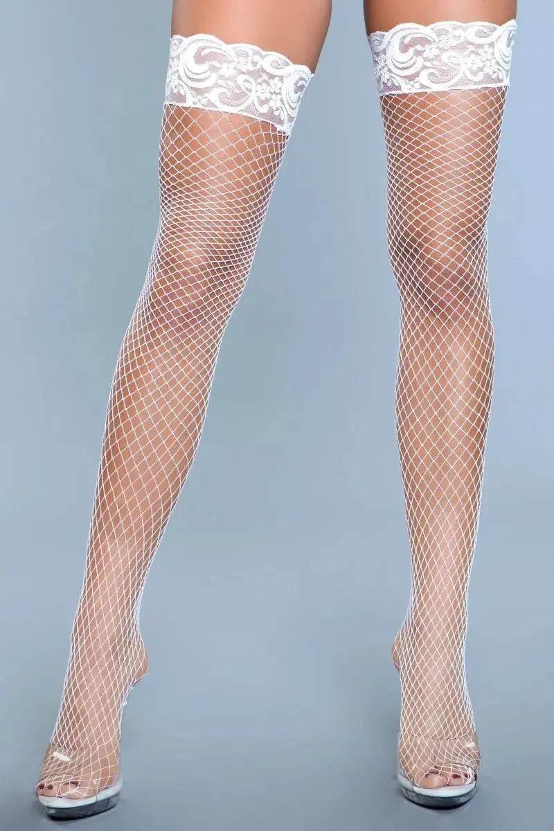 Amber Lace Top Fishnet Thigh Highs BeWicked - HOOSTLER