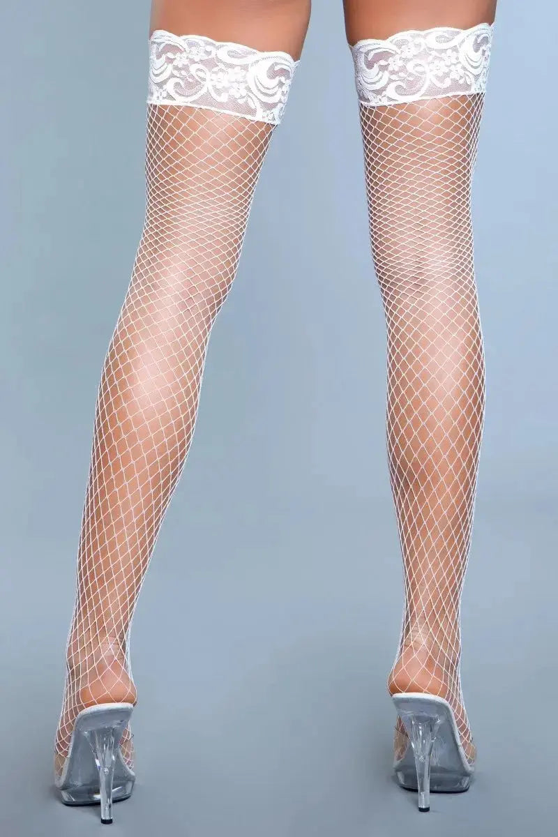 Amber Lace Top Fishnet Thigh Highs BeWicked - HOOSTLER