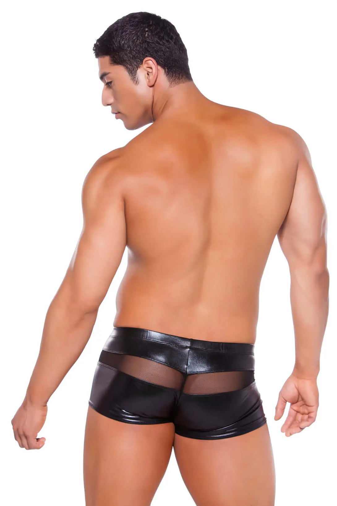 Men's Wet Look Peek a Boo Shorts Allure - HOOSTLER