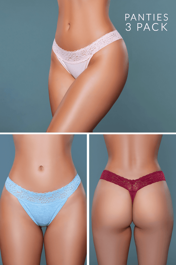 Asher Lace Thong 3 Pack