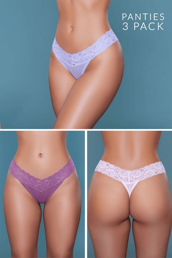 Mila Lace Thong 3 Pack