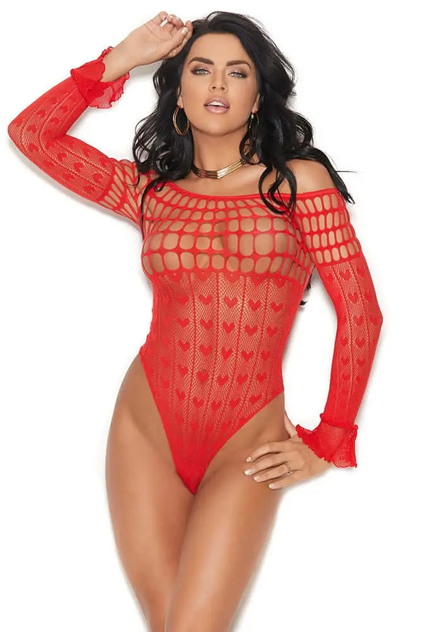 Off Shoulder Net Teddy With Anklets Elegant Moments - HOOSTLER