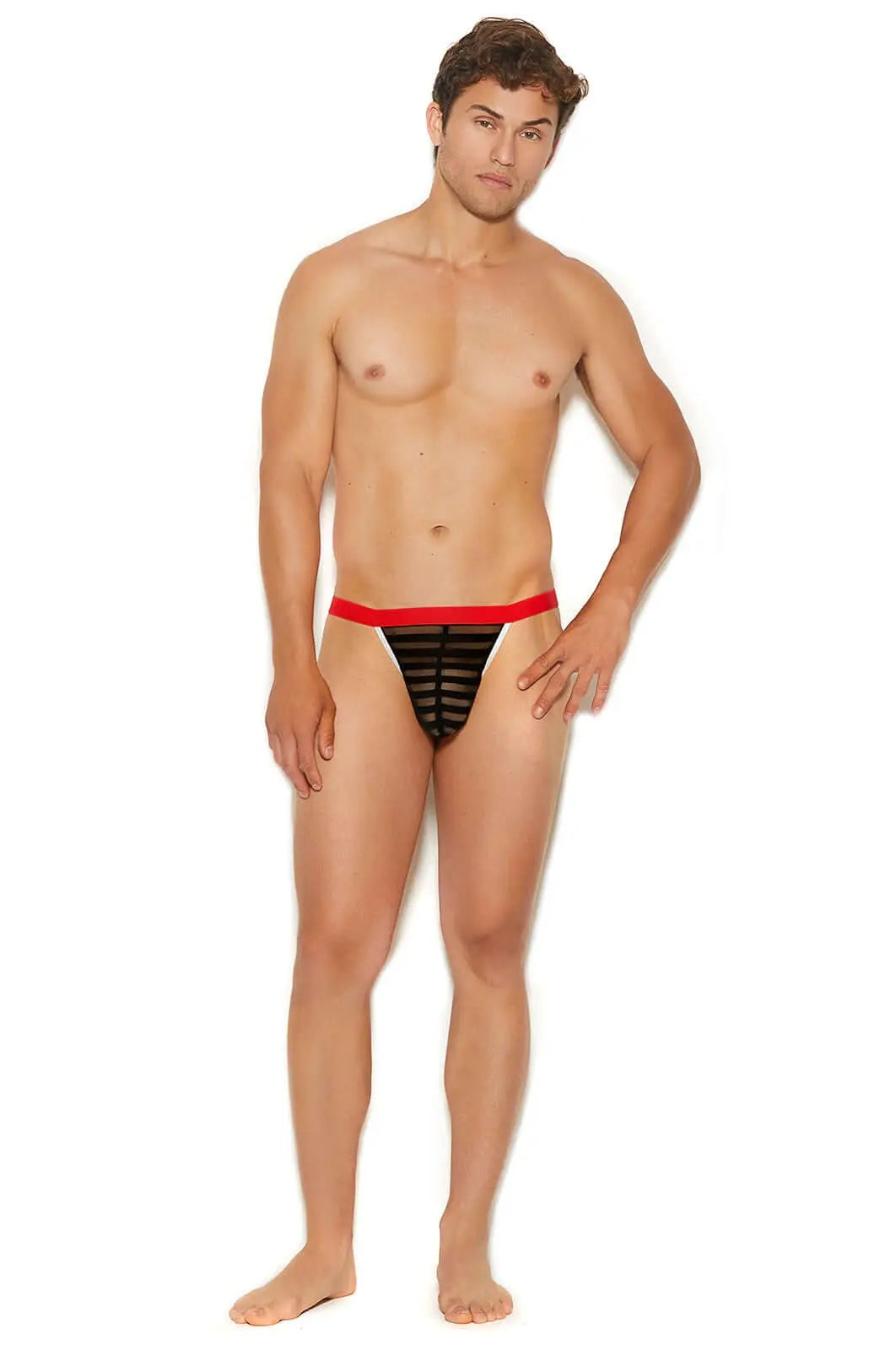 Mens Striped Mesh G-string Pouch Elegant Moments - HOOSTLER